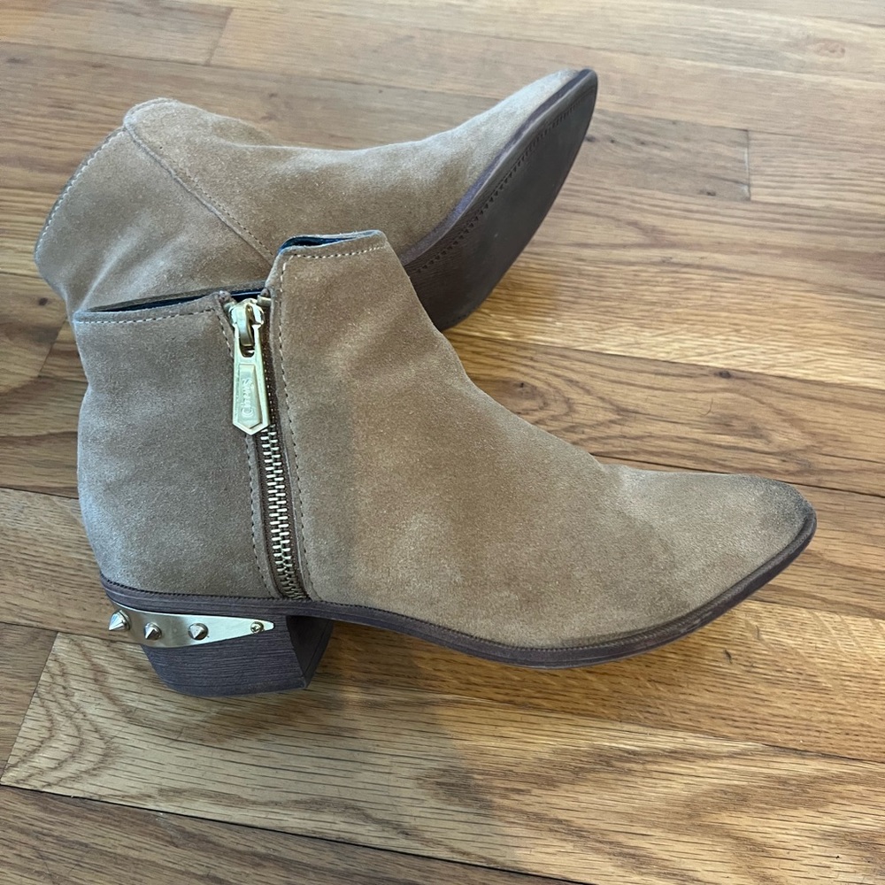 Sam Edelman suede ankle boots gold studs